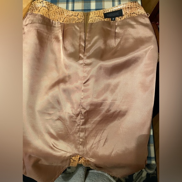 Son-Ya Sz S-XS Jacket & Variazioni lined Pencil Skirt Sz 2 Tan Snakeskin - Picture 15 of 15